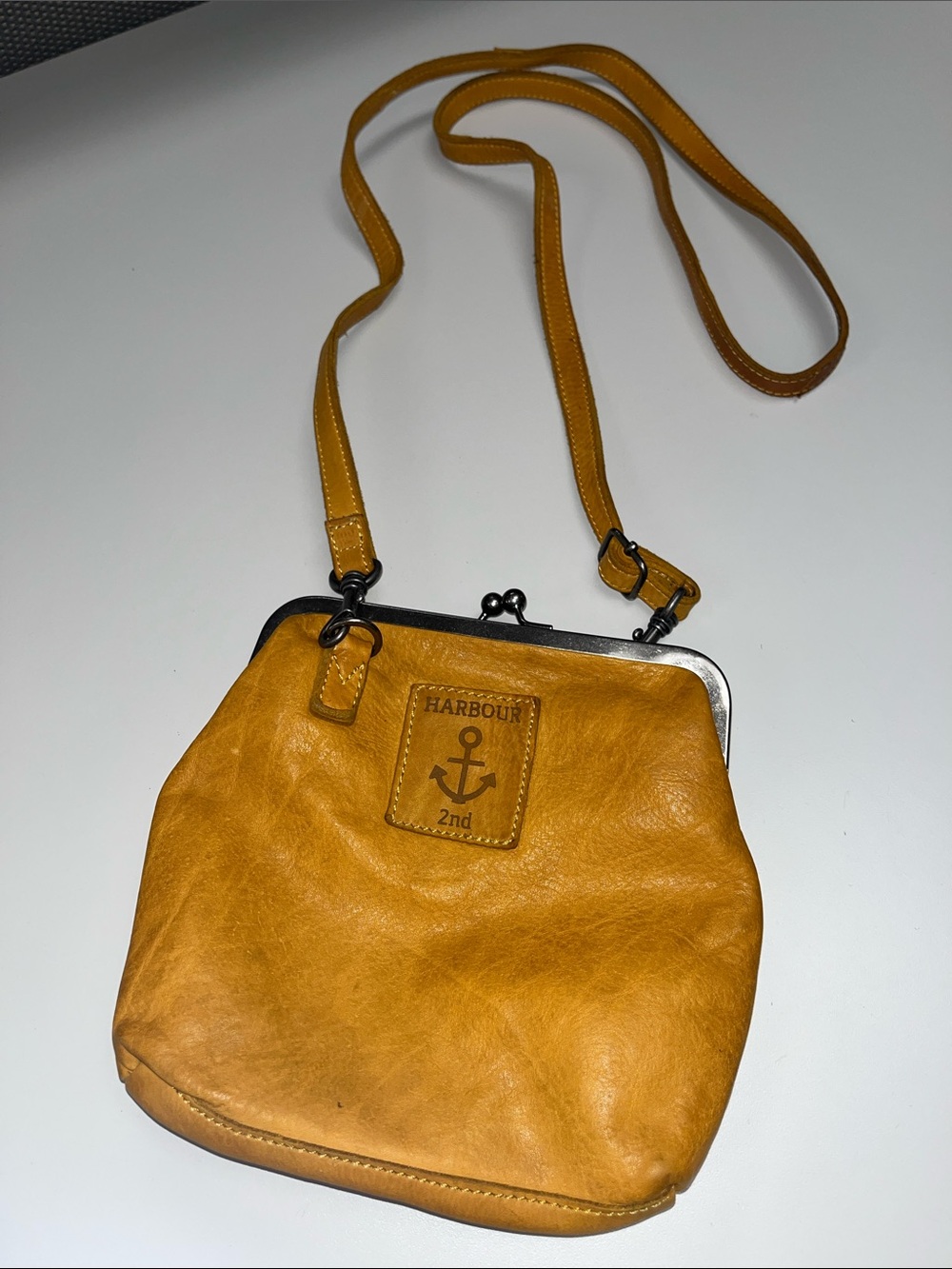 Harbour 2nd Mustard Yellow Leather Crossbody with Kiss-Lock Frame